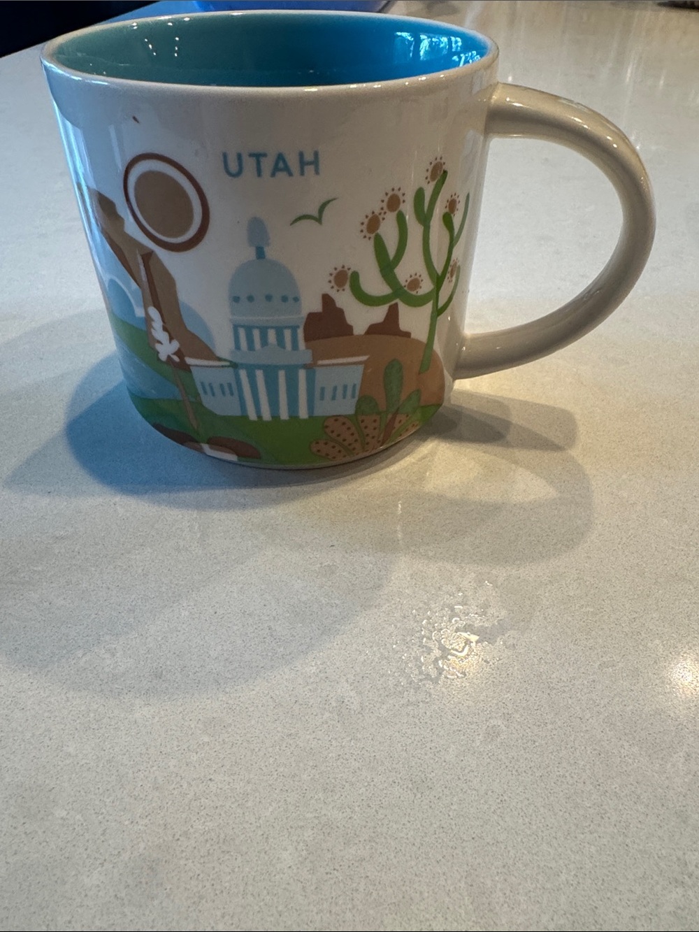 Starbucks Utah Souvenir Mug - White Exterior with Blue Interior